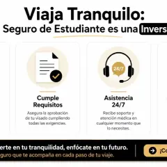 Seguro de estudiante para viajar tranquilo, con garantía, asistencia 24/7 y proceso rápido. ¡Invierte en tu futuro!