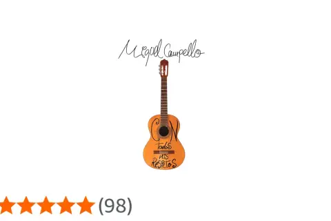 Guitarra con la firma de Miguel Campello y la frase "Con todos mis respetos" escrita en el cuerpo.