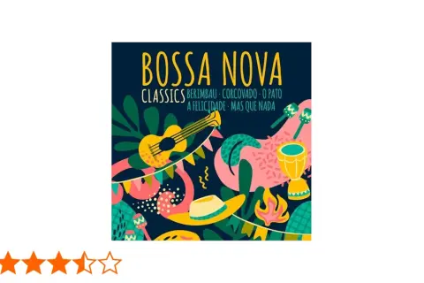 Ilustración vibrante de instrumentos musicales y elementos tropicales, celebrando el espíritu de **que es bossa nova**.