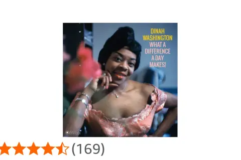 Dinah Washington, con su icónico peinado y vestido brillante, posa para la portada de "What a Difference a Day Makes!".