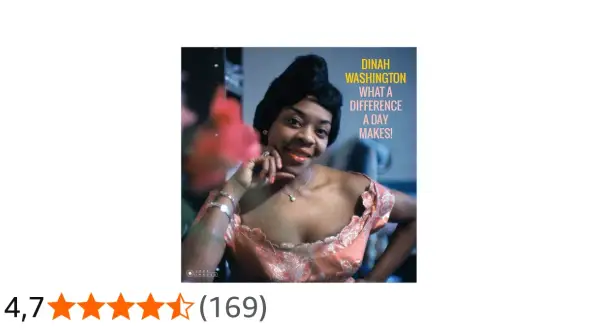 Dinah Washington, con su icónico peinado y vestido brillante, posa para la portada de "What a Difference a Day Makes!".