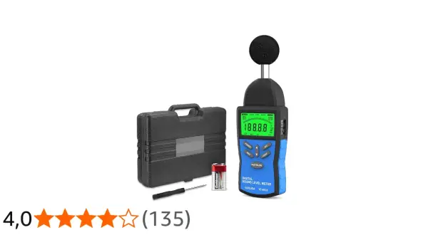 Medidor de sonido digital, con que se miden los decibelios. Incluye estuche, batería y destornillador.