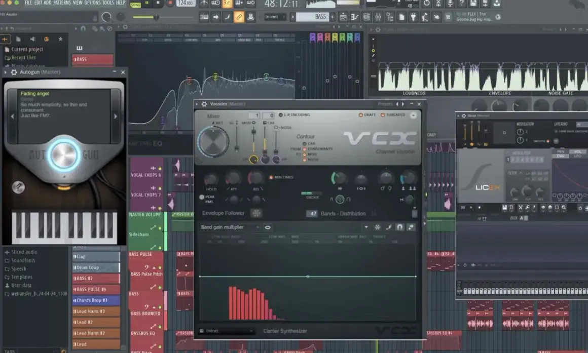 Fl Studio con plugins como Autogun, Vocodex y Licex, ideal para crear los mejores plugins fl studio.
