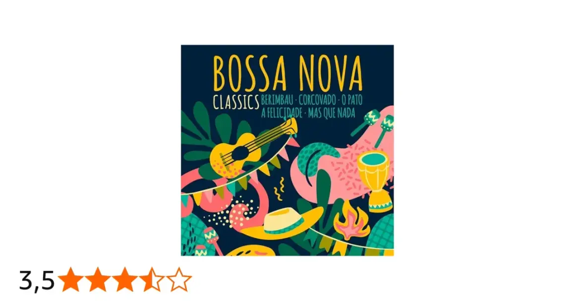 Ilustración vibrante de instrumentos musicales y elementos tropicales, celebrando el espíritu de **que es bossa nova**.