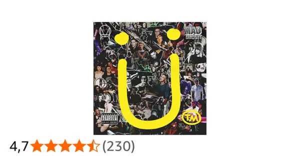 Collage de fotos con un gran símbolo amarillo en forma de U, con el texto "MAD DECENT" y "jack u" visible.