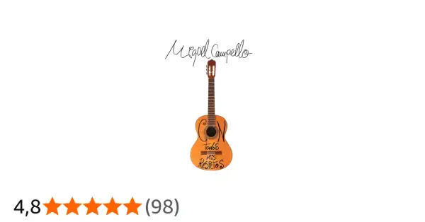 Guitarra con la firma de Miguel Campello y la frase "Con todos mis respetos" escrita en el cuerpo.