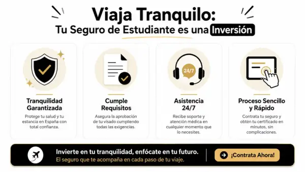 Seguro de estudiante para viajar tranquilo, con garantía, asistencia 24/7 y proceso rápido. ¡Invierte en tu futuro!