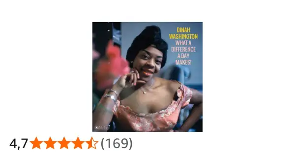 Dinah Washington, con su icónico peinado y vestido brillante, posa para la portada de "What a Difference a Day Makes!".